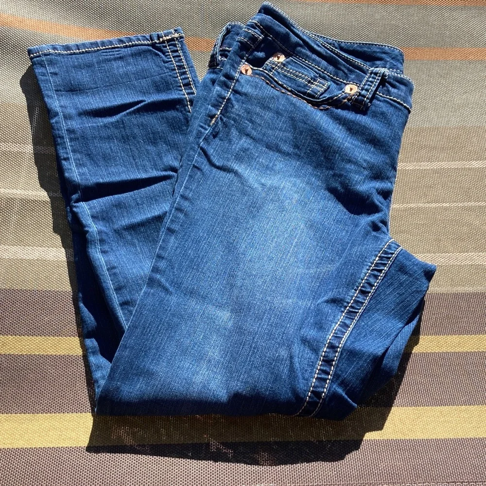 SEVEN 7 Jeans Bling Blingy Straight Leg Frayed Back Pockets Womens 14